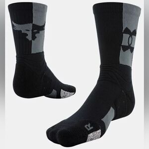 Under Armour UA Project Rock Playmaker Gym Socks Training Black Grey Size L New